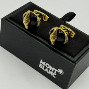 Boutons de manchette Luxe Serpent Noir & Or