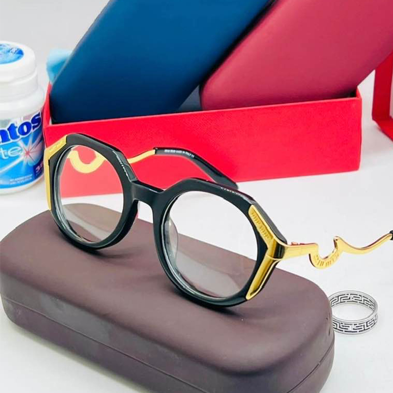 Monture Octogonale Noire & Or