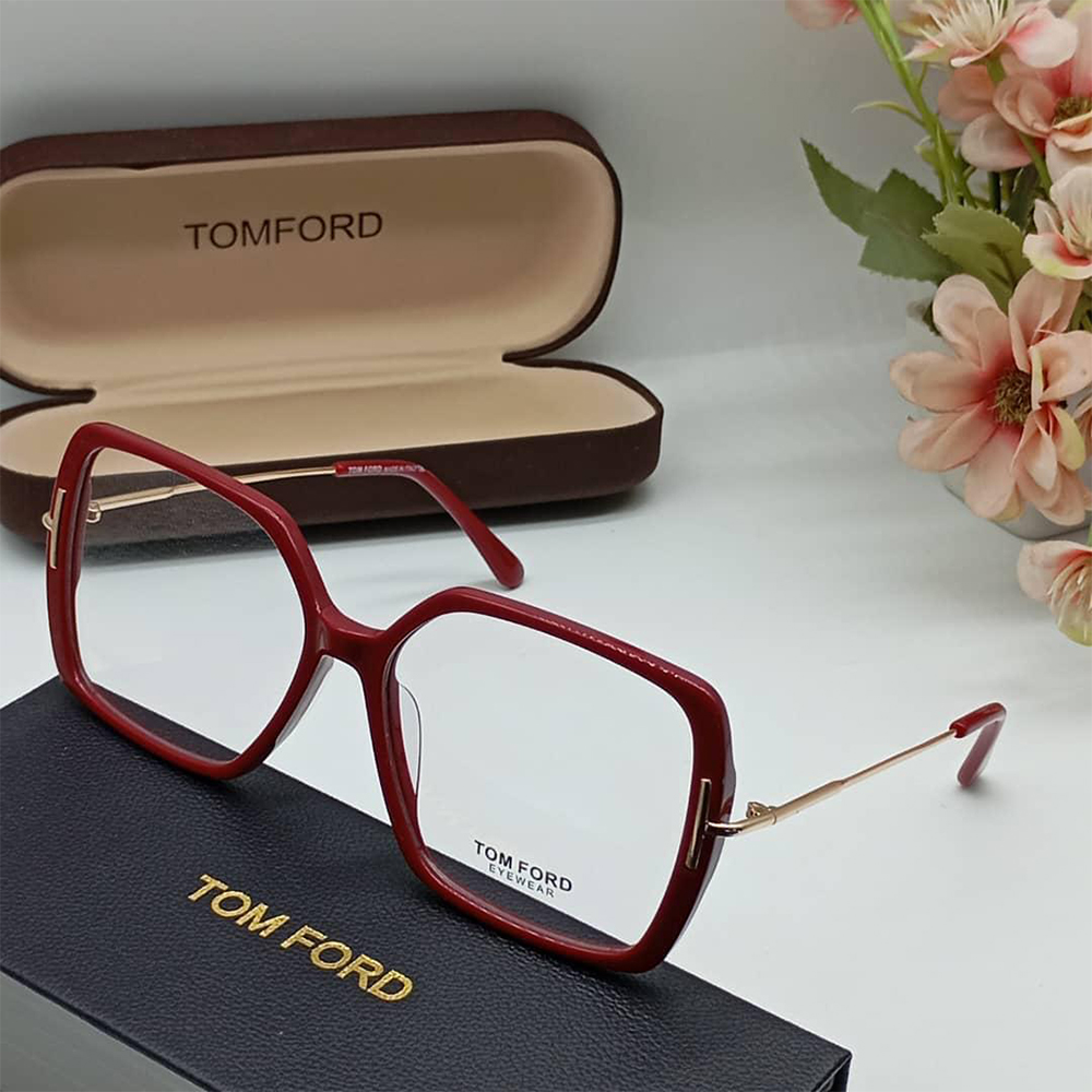 Monture Tom Ford Femme – Optique Oversized Rouge & Or